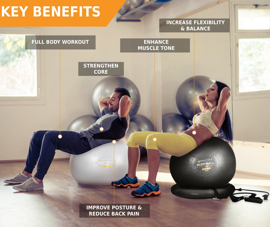 two people using the exercise ball chair in the gym