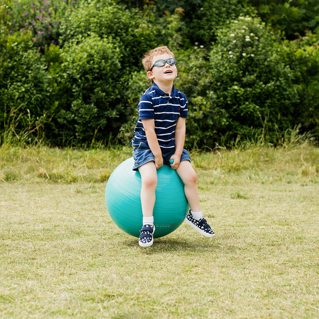 Yoga Ball & Chair for Kids. Includes Fidget Bands & Fitness Games Posters.